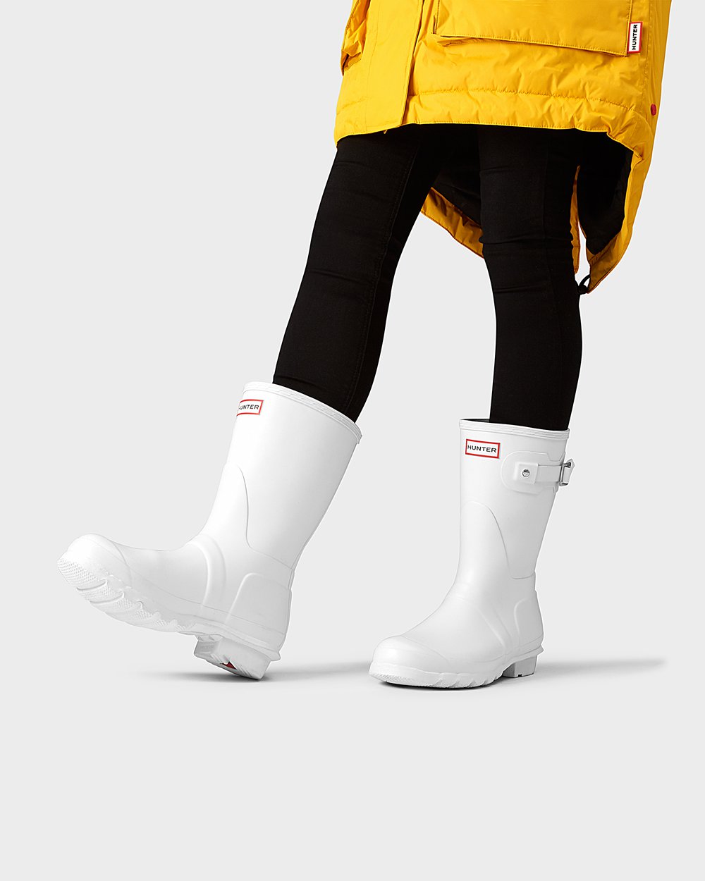 Hunter Original Short Rain Boots - Clearance Sale Womens White - YJNGSF726